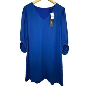New ECLAIR Cobalt Blue V Neck 3/4 Sleeve Dress - Women's Size 08 - New With Tags